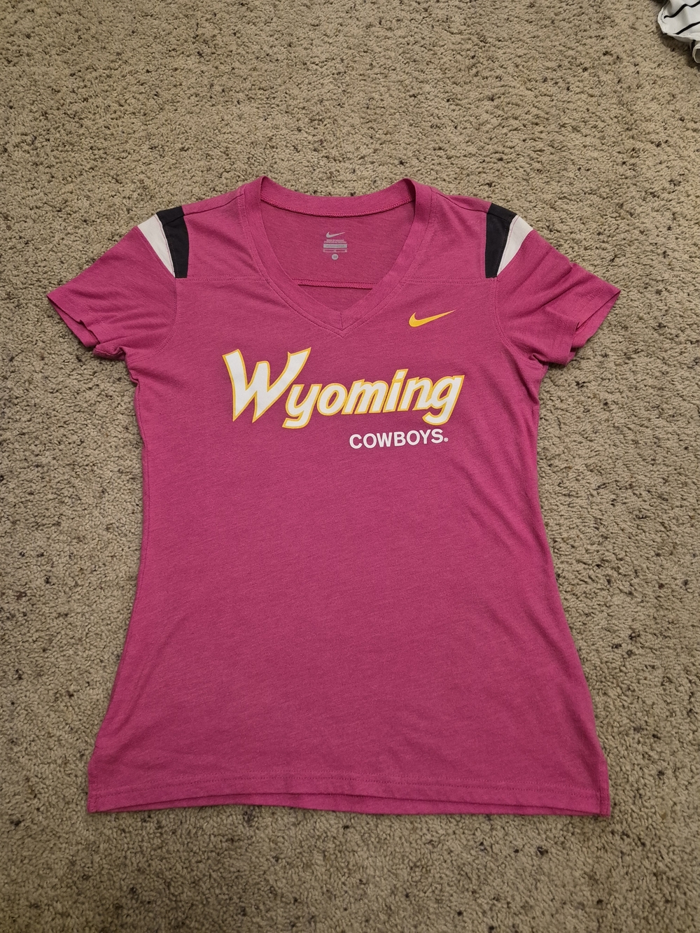 Nike Wyoming Cowboys Pink V-Neck Women's Tee